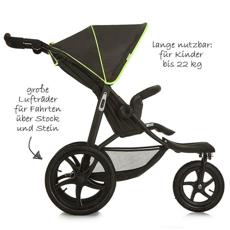 Hauck Buggy und Sportwagen Runner Offroad Jogger mit Luftreifen und Federung in Black Neon Yellow - Bild 2