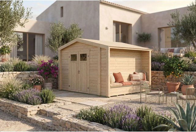 Weka Holz-Gartenhaus Killarney mit Satteldach in Natur Unbehandelt B: 361 cm, T: 313 cm, H: 246 cm - Bild 1
