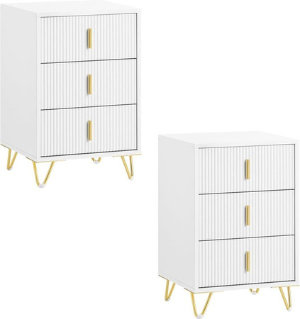 SoBuy Nachttisch mit 3 Schubladen in Weiß, modern, B/T/H: 40 x 36 x 63 cm