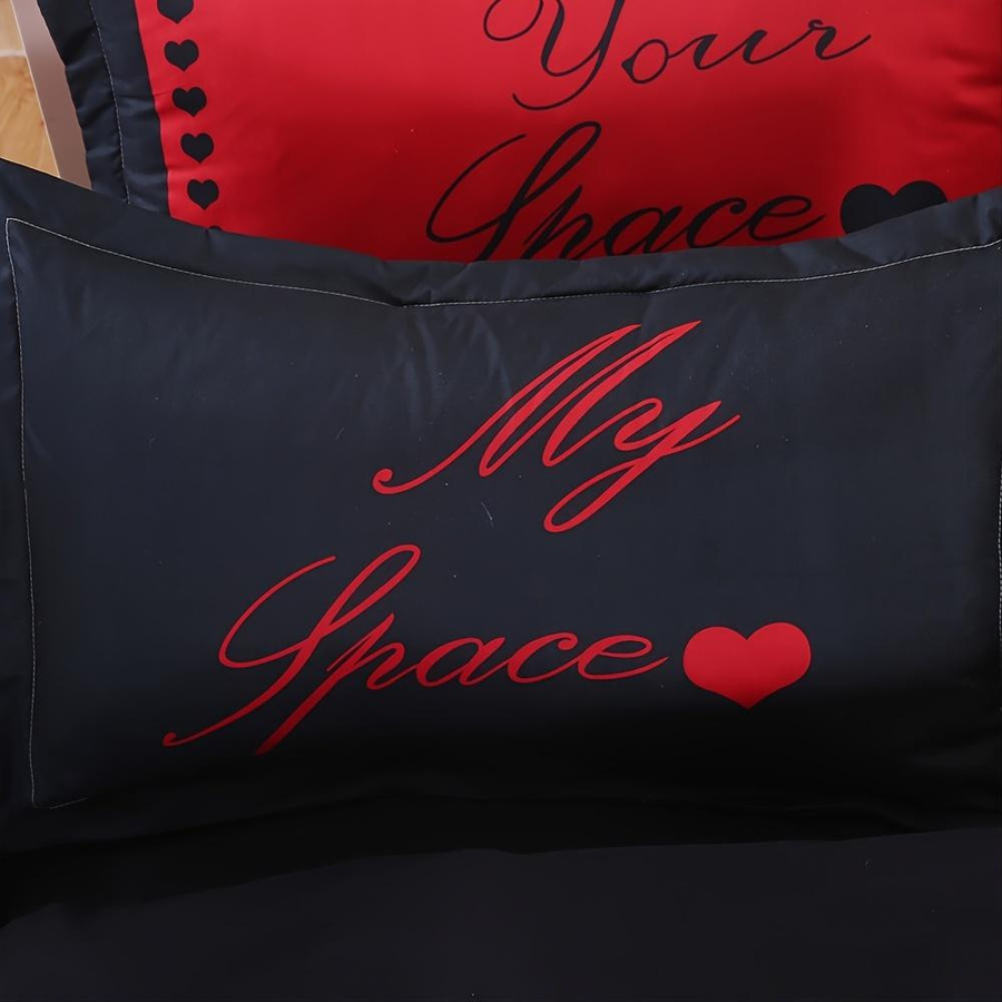 Bettwäsche-Set Your Warm Home in Schwarz-Rot mit grafischem Design, bestehend aus 1 Bettbezug und 2 Kissenbezügen, B/T/H: 90 x 200 cm und 50 x 70 cm - Bild 3