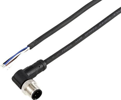 TRU COMPONENTS TC-12833136 Sensor-Aktor-Anschlussleitung M12 Stecker gewinkelt, 4-polig, schwarz, 2 m - Bild 1