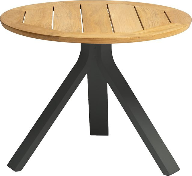 Stern Beistelltisch Freddie mit Teakplatte, Durchmesser: 55 cm, Aluminium anthrazit - Bild 1