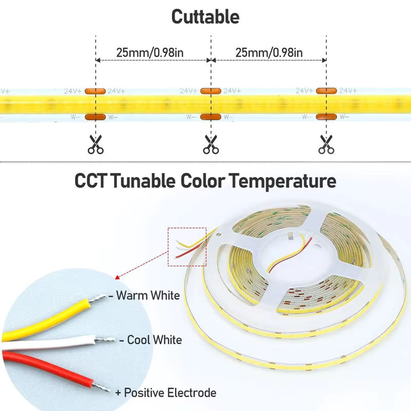 Twinkle Star CCT COB LED-Streifen, dimmbar, 8 mm Breite, Farbtemperatur 2700 K bis 6500 K, RA90, Multicolor - Bild 2
