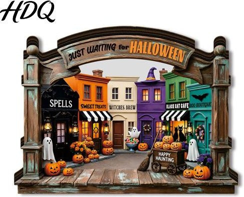 Happiness First LED Holzkunst Halloween Tischdekoration 3D-Szenenanzeige in Mehrfarbig - Bild 1