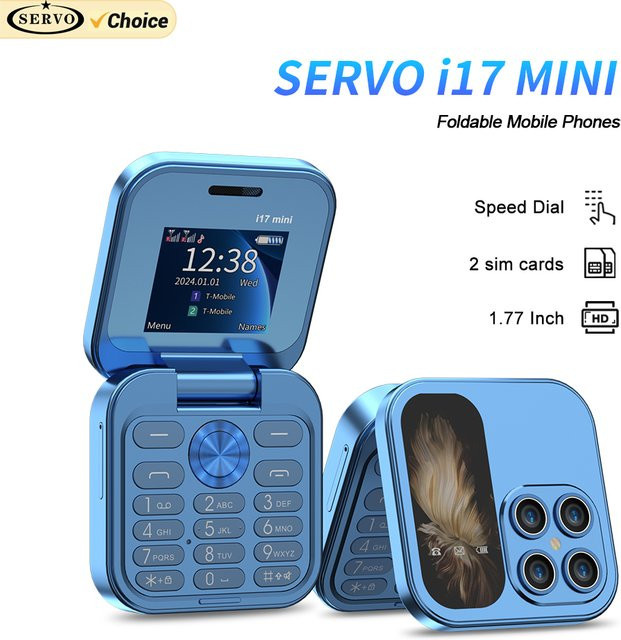 SERVO I17 Mini Dual-SIM Klapphandy in Schwarz mit 2G-Netzwerk, Videoplayer, Taschenlampe und FM-Radio - Bild 1