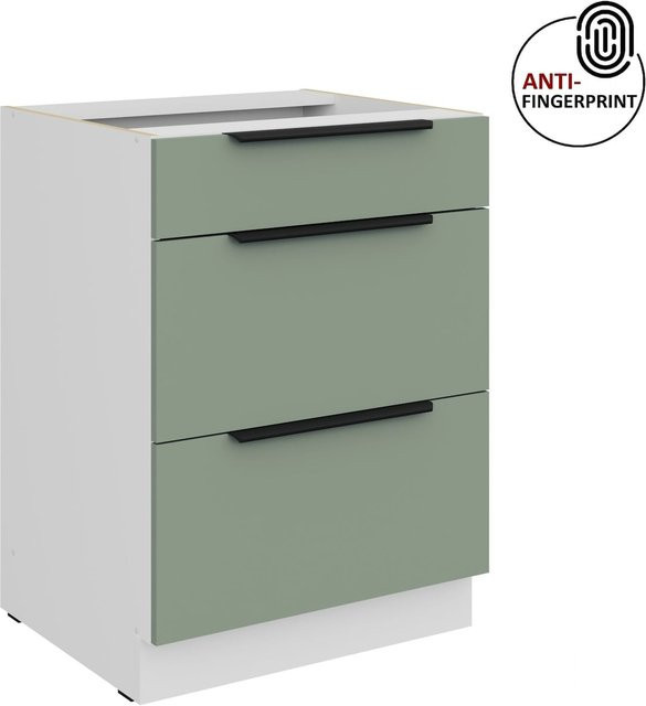 Küchenunterschrank ARIA in Aquamarin matt mit Anti-Fingerprint-Beschichtung, Breite: 60 cm - Bild 1