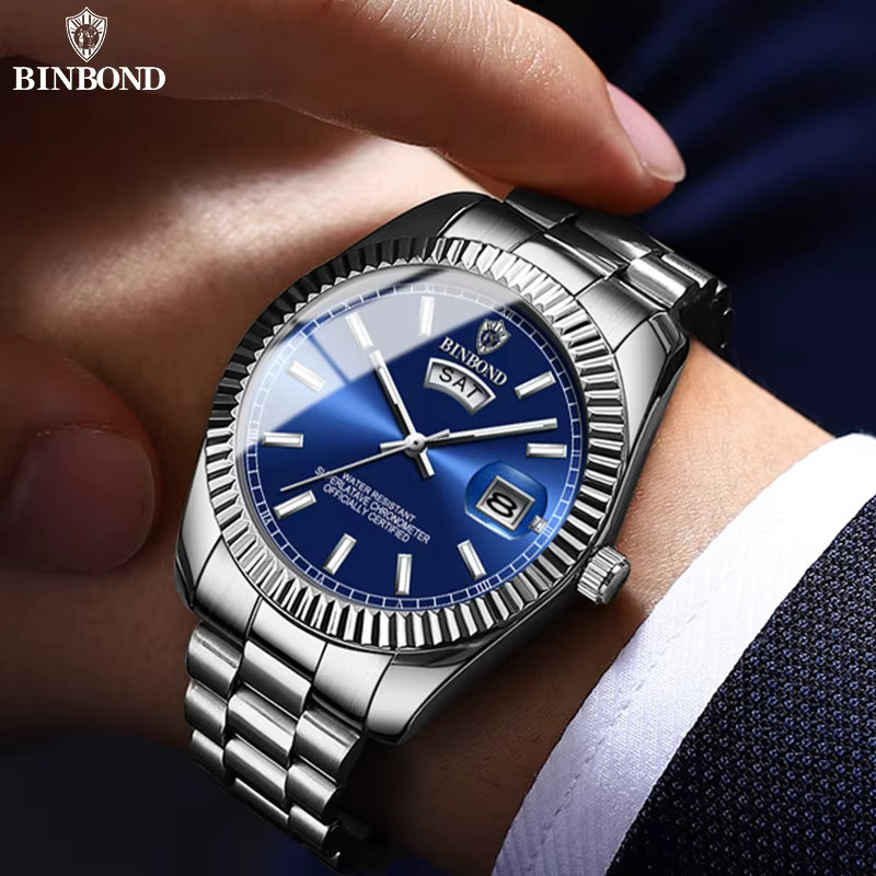 BINBOND Armbanduhr, Quarz, Edelstahl, Blau, Herren - Bild 3