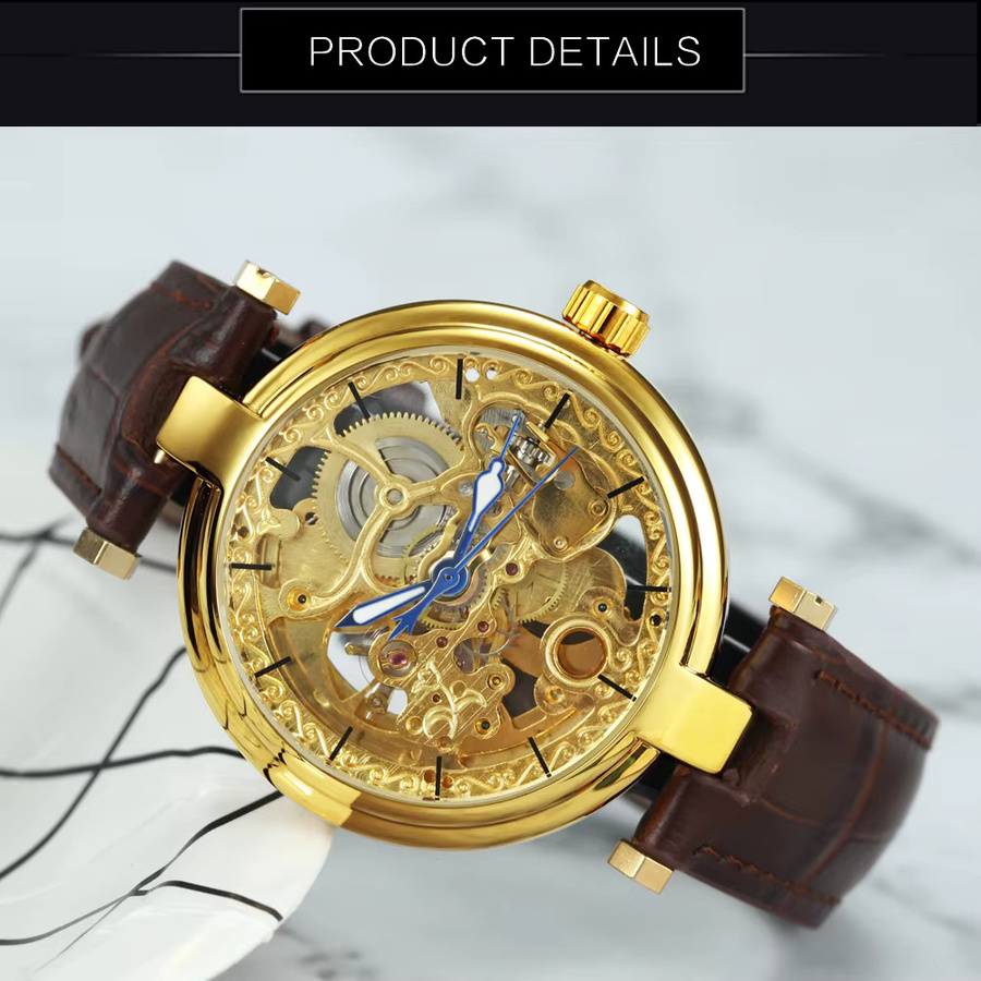 Forsining Armbanduhr, Automatik, Skeleton, Leder, Damen, Gold - Bild 2