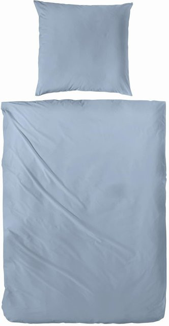 Vario Mako-Satin Bettwäsche aus Baumwolle Blau mit Reißverschluss B/H: 155 x 200 cm und 80 x 80 cm - Bild 1