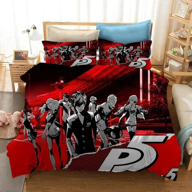 Persona 5 Strikers Bettwäsche Set mit Bettbezug und Kissenbezug für Kinder und Erwachsene, Mehrfarbig, B/H: 140 x 210 cm - Bild 1
