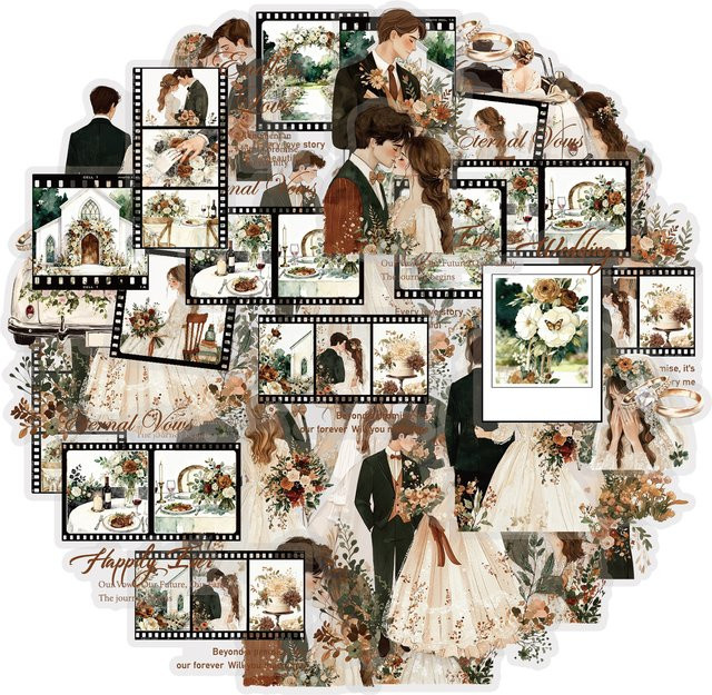 Etori Life Love for a Lifetime Hochzeitsthema Aufkleber, 15 Stück, Multicolor, Scrapbook-Zubehör für Laptop, Telefon und Fotoalbum - Bild 1