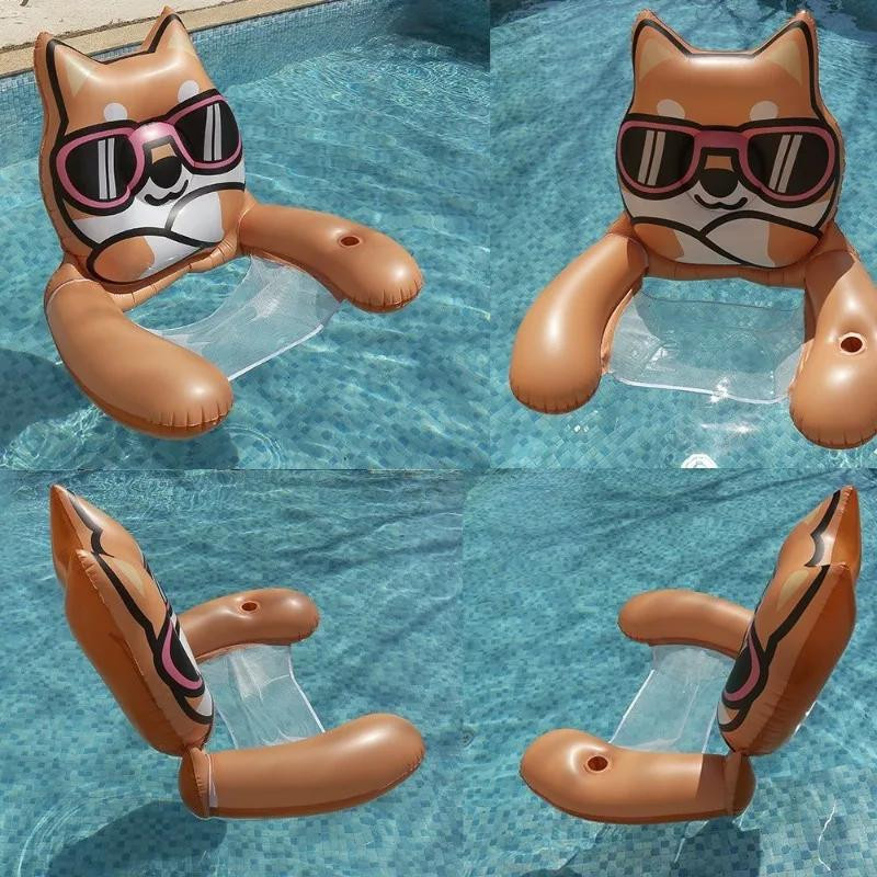 CatXaa Aufblasbare Tiere Spielzeug Hängematten Haifisch Hund Wal grau - Bild 1