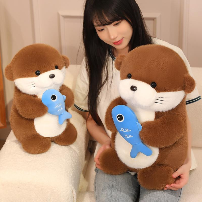GDzaccly Kawaii Otter halten Fisch Plüschtier Puppe 35cm - Bild 5