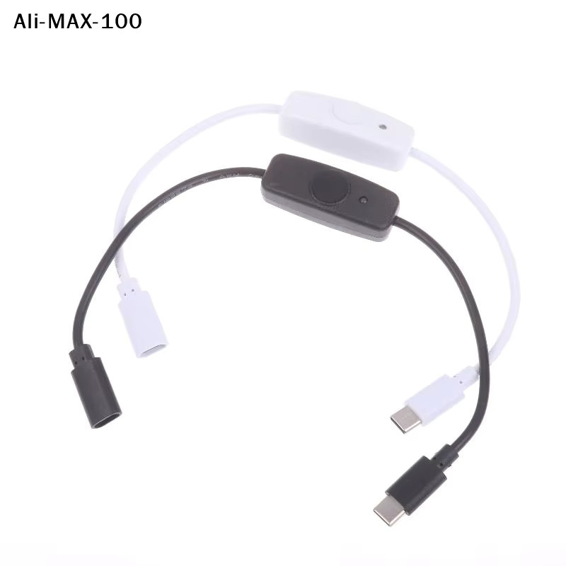 Ys USB-C auf Typ-C Stromversorgungskabel mit Ein- und Ausschalter, Schwarz, 10 cm - Bild 3