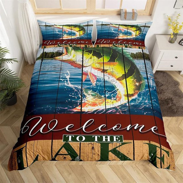 Fishing King Bettwäsche-Set aus Mikrofaser mit Angel-Motiv, 3-teilig, Mehrfarbig, B/H: 180 x 210 cm, inklusive Kissenbezug 50 x 70 cm - Bild 1
