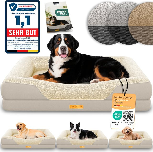 ELONEO Orthopädisches Hundebett mit Orthopedic Foam in Beige - Bild 1