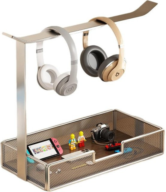 Universeller Schreibtisch-Organizer aus Metall mit Headset-Ständer und Ablagefach für Büro und Gaming - Bild 1