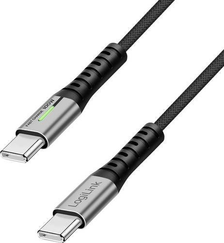 LogiLink USB-C Kabel USB 2.0 Schwarz mit LED, Länge: 1,50 m, CU0423 - Bild 1