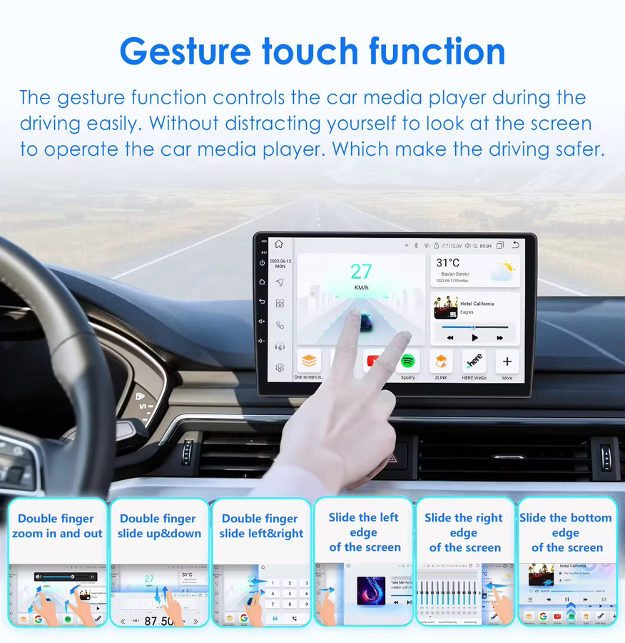 Hizpo Android 14 Autoradio mit 7 Zoll Display, Carplay und 4G AI System für Volkswagen VW Passat B6 B7 T5 Tiguan Touran Golf Polo, Schwarz - Bild 2