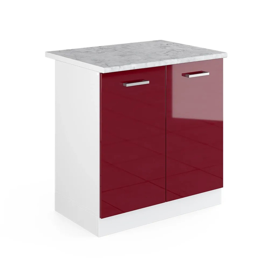 Vicco Spülenunterschrank R-Line Bordeaux Hochglanz Weiß B: 80 cm, T: 60 cm, H: 81,6 cm - Bild 2