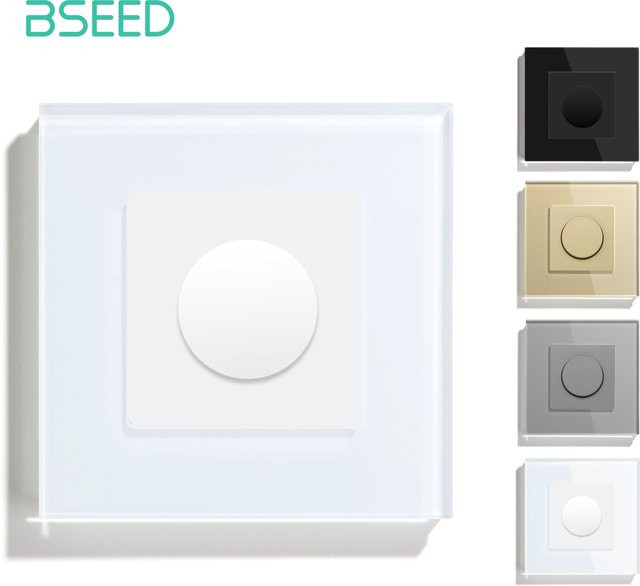 BSEED Dimmer-Lichtschalter mit verstellbarem Drehknopf aus Kristallglas in Gold und Transparent - Bild 1