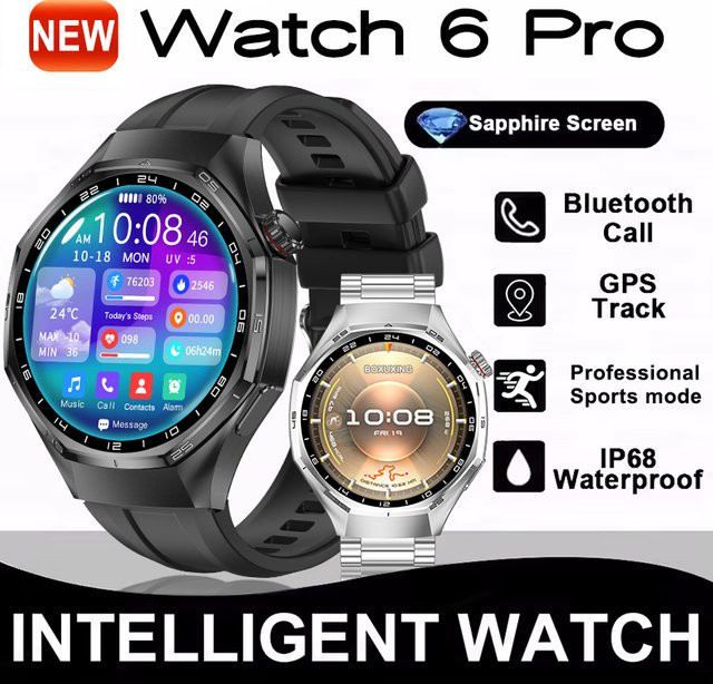 BOXUXING Smartwatch, GPS, Bluetooth, Silber, Silikon, Herren - Bild 1