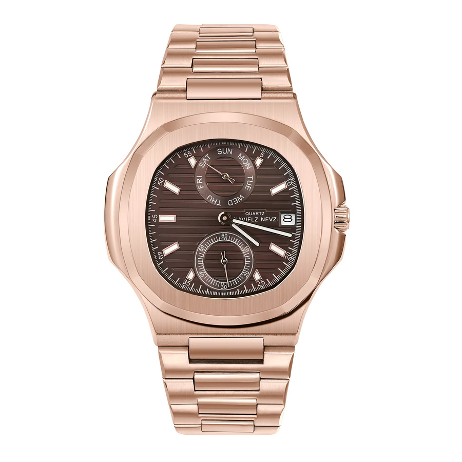 NAVIFLZ Armbanduhr Quarz, Edelstahl, Schwarz, Herren - Bild 4