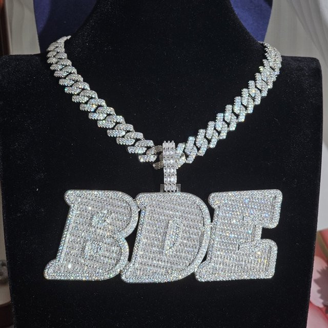DOBLING Halskette Anhänger, Baguette, kubanische Kette, Unisex - Bild 1