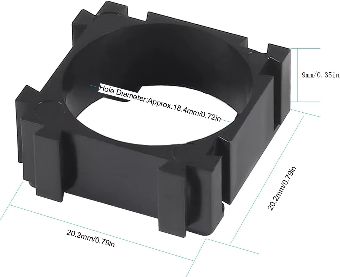 AOKIN 100 Stück 18650 Lithium-Batteriezellen-Halter aus Kunststoff in Schwarz, Batterie-Aufbewahrungsbox und Zellenabstandshalter für zylindrische Batterien - Bild 3