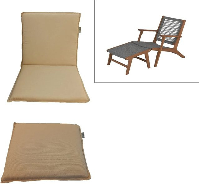 Acamp Sitzauflage Bangkok Beige für Relaxstühle, 2-teilig mit separatem Fußteil - Bild 1
