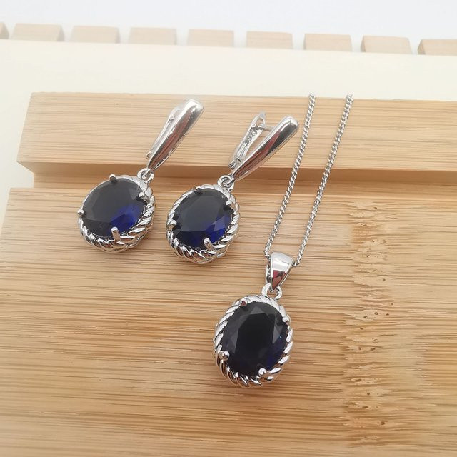 Schmuckset vierteilig, Halskette und Ohrringe, Kristall, Silber, Damen - Bild 1