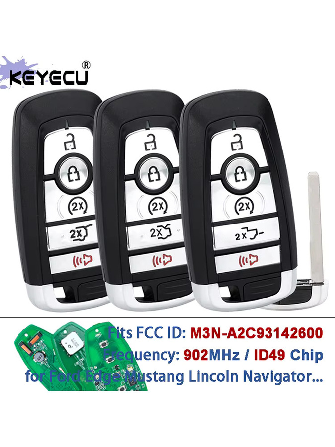 KEYECU Smart Remote Key Fob M3N-A2C93142600 mit 902 MHz ID49 Chip in Schwarz für Ford Edge Mustang Lincoln Navigator Nautilus Aviator Corsair - Bild 4