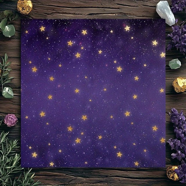 VIKAMA Sternennacht Tarot Altarstück Tischdecke in Lila mit Sternen-Design für Astrologie und Hexenparty-Dekoration - Bild 1