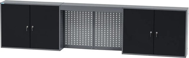 Küpper Hängeschrank 4-türig mit 4 Fachböden und Schloss in Schwarz-Hellgrau, B/H/T: 60 x 240 x 20 cm - Bild 1