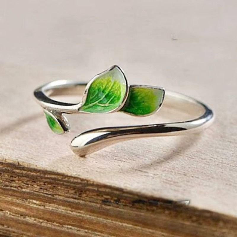 Huitan Damen-Ring, silberfarben, Blätterdesign - Bild 3