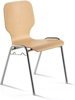 Mayer Sitzmöbel Stapelstuhl aus Buche und Metall in Braun und Silber, B/T/H: 53 x 50 x 82 cm - Bild 1