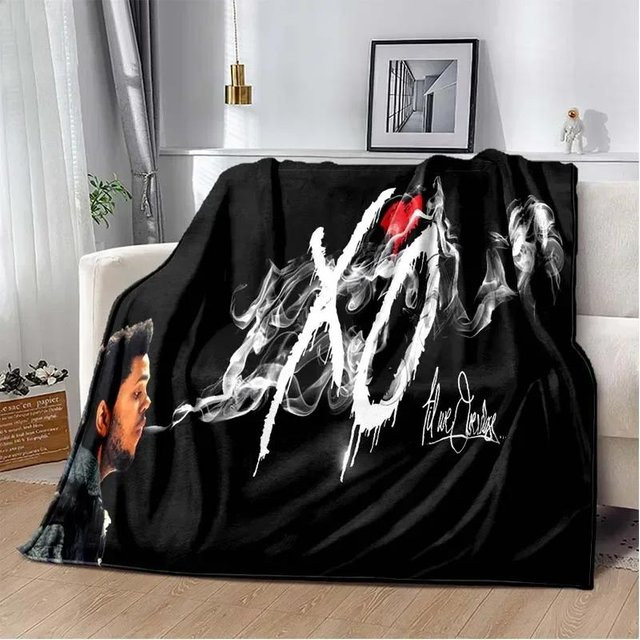 ZbrSeven The Weeknd Flanell Kuscheldecke aus Plüsch, Schwarz, B/T: 180 x 230 cm - Bild 1
