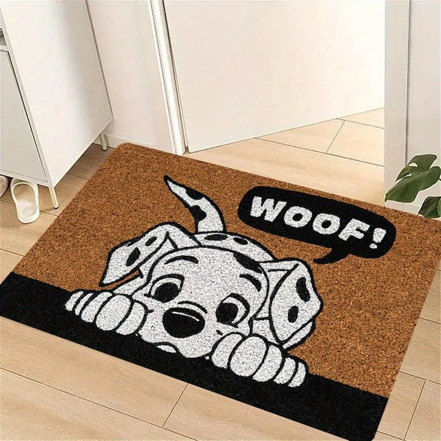 VIKAMA Dalmatiner Teppich mit Animal Print in Schwarz-Weiß, Rechteckige Fußmatte für Wohnzimmer, Küche oder Schlafzimmer, B/T: 60 x 40 cm - Bild 1