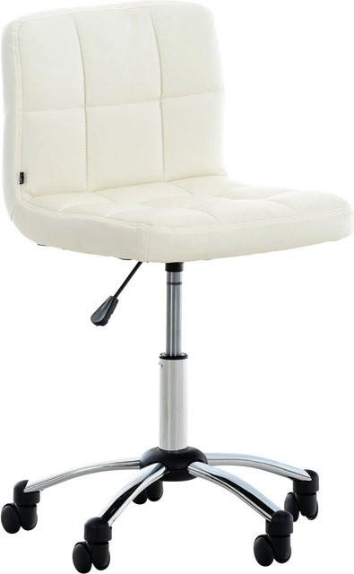 DELUKE Arbeitshocker TRIER Drehhocker mit Rollen aus Kunstleder in Weiß, B/T/H: 53 x 51 x 76 cm - Bild 1