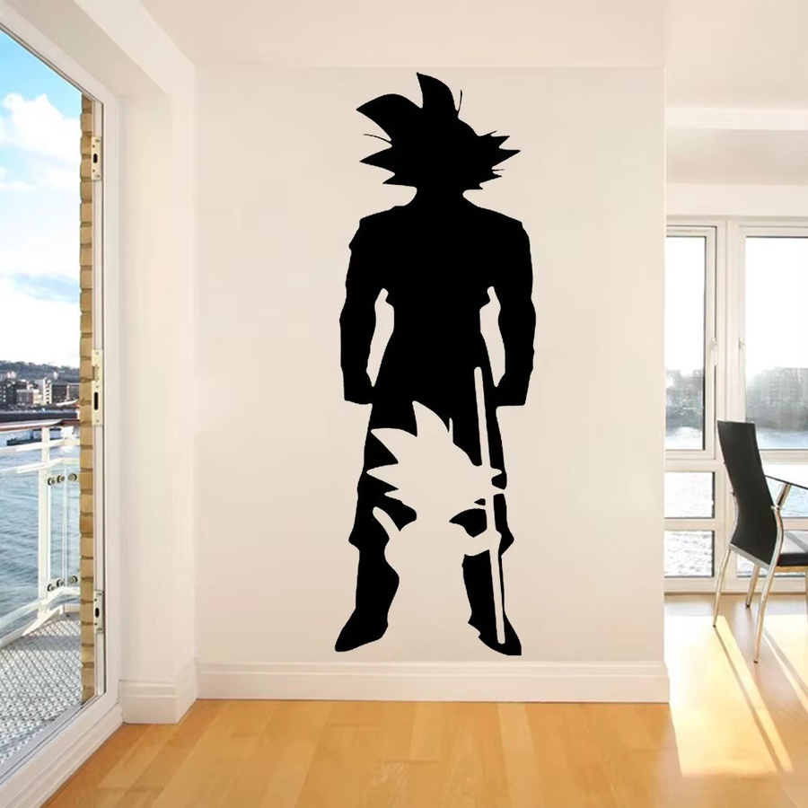 DIYWEIYUE Anime Wandaufkleber Silhouette Manga Wandtattoo aus Vinyl in Schwarz und Violett für dein Jungen Schlafzimmer - Bild 1