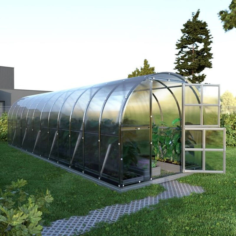 Meistro Kodas Gewächshaus Klasika Arch aus Metall und Polycarbonat, Transparent/Alufarben, B: 8 m, T: 3 m - Bild 1