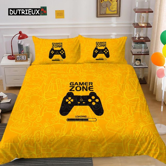 Bettwäsche-Set Binchi Outdoor Product mit 3D Gamer Digitaldruck, Gelb, B/H: 135 x 200 cm - Bild 1