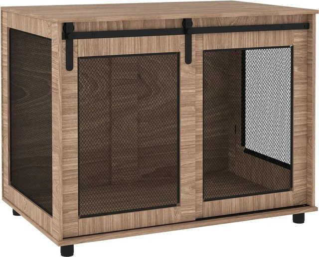 PawHut Hundekäfig als Beistelltisch in Braun aus Spanplatte und Stahl, B/T/H: 60 x 98 x 78 cm - Bild 1