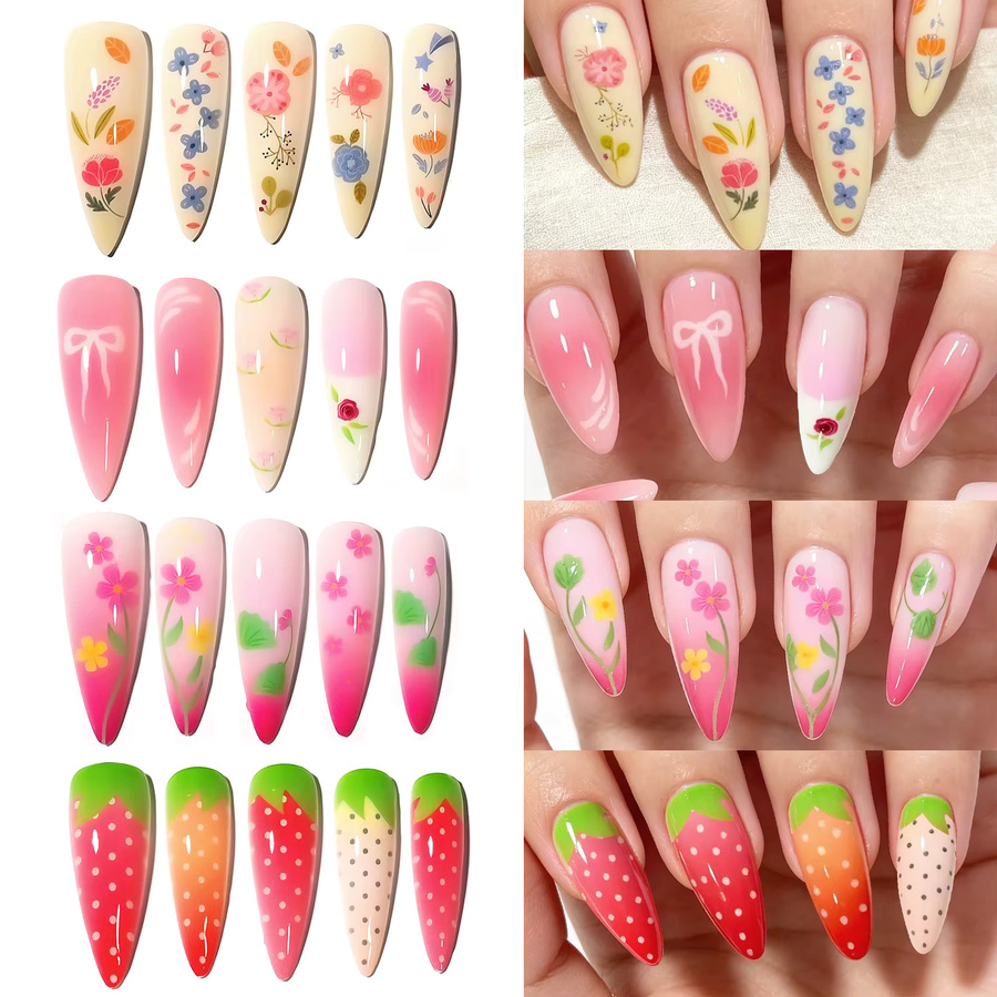MAFANAILS Künstliche Nägel, 96-teiliges Set, rosa Farbverlauf, Glänzend - Bild 2
