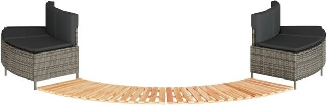 vidaXL Whirlpool-Umrandung aus grauem Poly-Rattan und geöltem Akazien-Massivholz - Bild 1