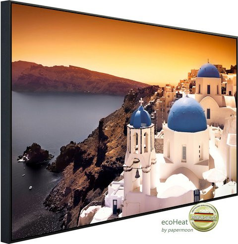 papermoon Infrarotheizung EcoHeat Santorini Sonnenuntergang mit Matt-Effekt in Bunt, App-Steuerung und Überhitzungsschutz - Bild 1