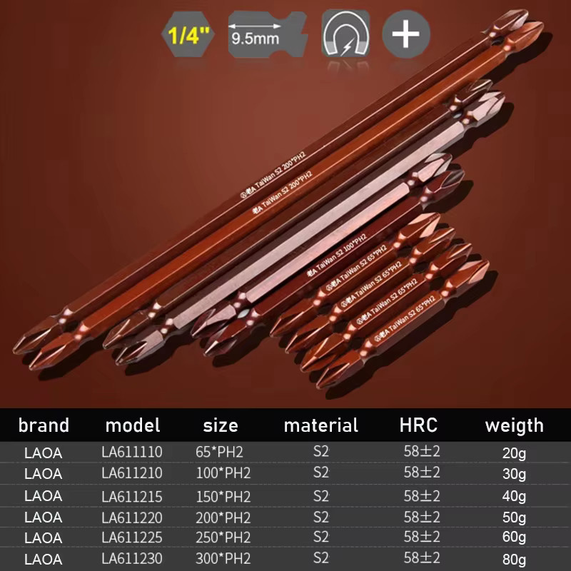 LAOA Magnetischer Kreuzschlitz-Bit PH2 aus S2-legiertem Stahl für Elektroschrauber - Bild 3