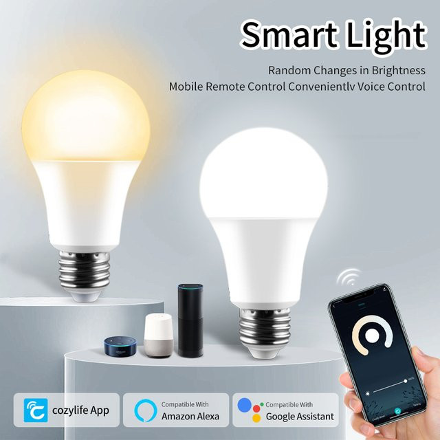 Globvat WiFi Smart LED Glühbirne E27 mit CCT, Farbe Weiß, Unterstützung für Alexa und Google Home via Cozylife App - Bild 1