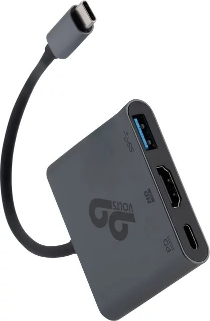 99VOLTS USB-C Multiport Adapter in Grau mit HDMI, USB-C und USB-A für 4K UHD bei 60Hz - Bild 1