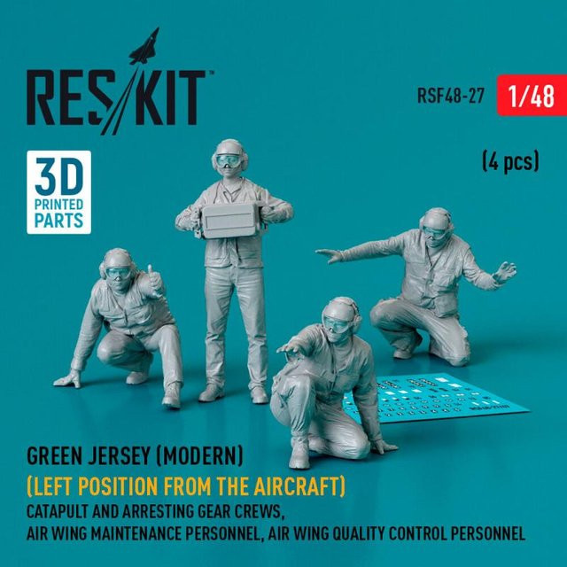 ResKit Models Catapult and Arresting Gear Crews, Air Wing Maintenance Personnel, Air Wing Quality Control Personnel, 4-teiliges Set, 1:48 - Bild 1